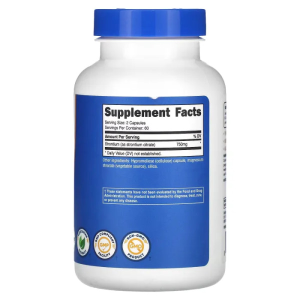 Стронцій, Strontium, Nutricost, 750 мг, 120 капсул