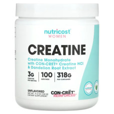 Креатин, для женского здоровья, без добавок, Nutricost Creatine, 318 г