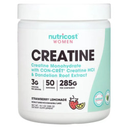 Креатин, для женского здоровья, вкус клубничный лимонад, Nutricost Creatine, 285 г