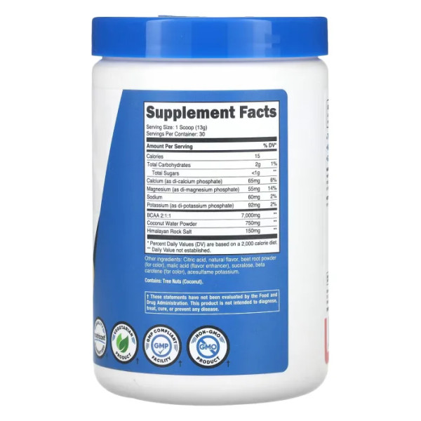 Амінокислоти BCAA+, Amino Acids BCAA+, Nutricost, Performance, малиновий лимонад, 399 г