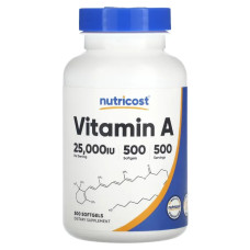 Вітамін A 25000 МО, Nutricost Vitamin A, 500 гелевих капсул
