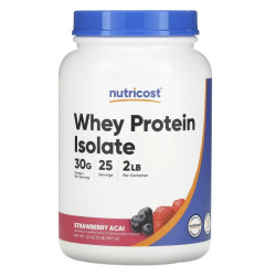 Изолят сывороточного протеина, вкус клубника и асаи, Nutricost Whey Protein Isolate, 907 г