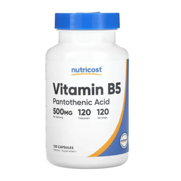 Вітамін B5, Vitamin B5, Nutricost, 500 мг, 120 капсул