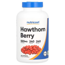 Боярышник 550 мг, Nutricost Hawthorn Berry, 240 капсул