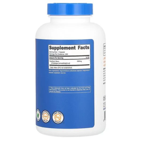 Глід, Hawthorn Berry, Nutricost, ягоди, 550 мг, 240 капсул