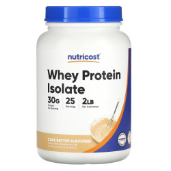 Ізолят сироваткового протеїну, смак тісто для торта, Nutricost Whey Protein Isolate, 907 г