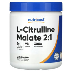 L-цитрулін малат 2:1, Nutricost L-Citrulline Malate 2:1, порошок, 300 г