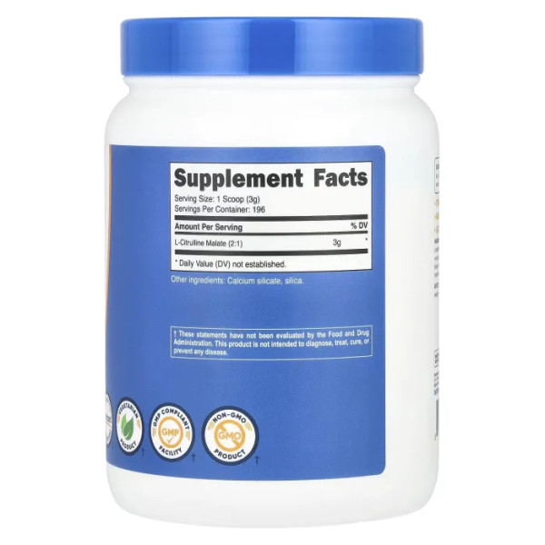 L-цитрулін малат 2: 1, L-Citrulline Malate 2:1, Nutricost, без добавок, 600 г