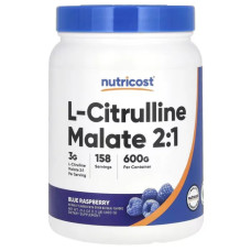 L цитруллин малат 2 к 1, Nutricost L Citrulline Malate 2 1, вкус голубая малина, 600 г