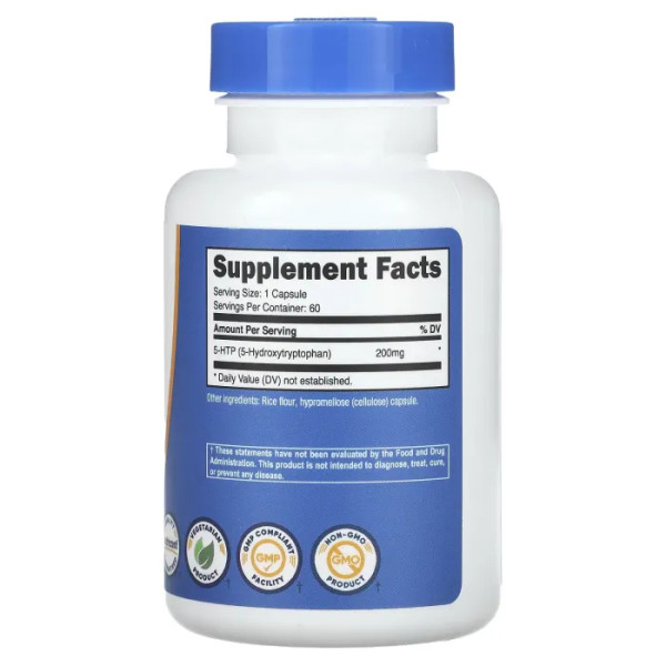5-гідрокситриптофан, 5-HTP, Nutricost, 200 мг, 60 капсул