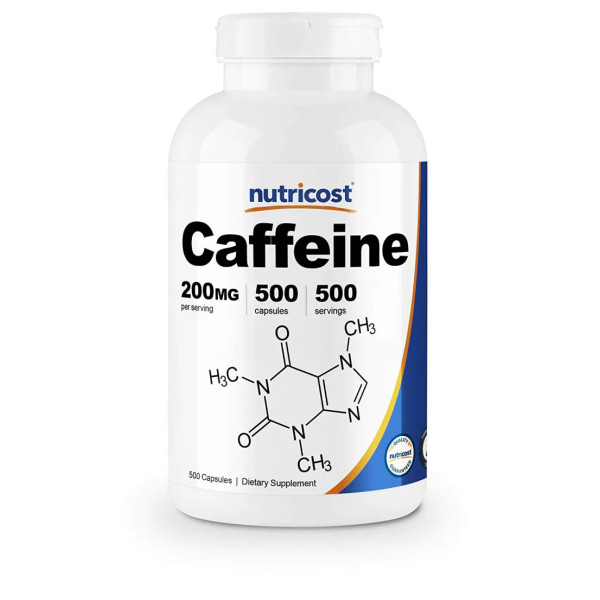 Кофеїн, Caffeine, Nutricost, 200 мг, 500 капсул
