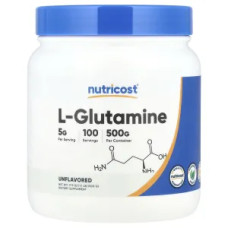 L глютамін порошок без добавок, Nutricost L-Glutamine, 500 г