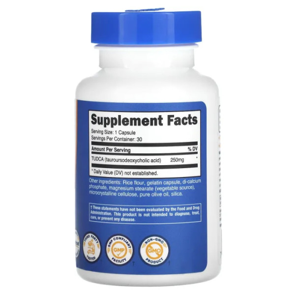 Таурурсодезоксіхолева кислота, Tudca, Nutricost, 250 мг, 30 капсул