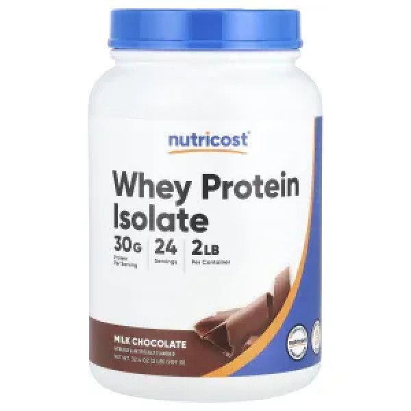 Ізолят сироваткового протеїну, Whey Protein Isolate, Nutricost, молочний шоколад, 907 г
