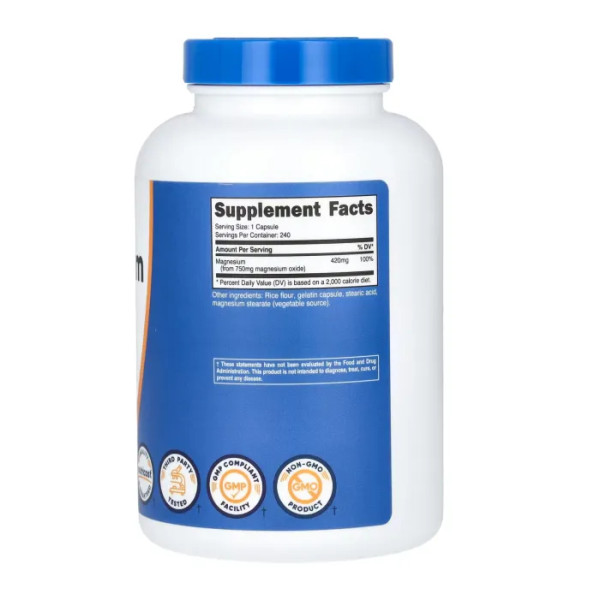 Магній оксид, Magnesium Oxide, Nutricost, 750 мг, 240 капсул