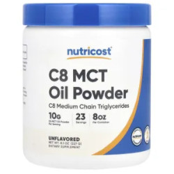 Масло МСТ C8, C8 MCT Oil Nutricost, порошок, без вкуса, 227 г