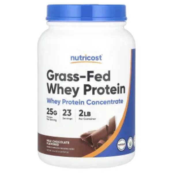 Сироватковий протеїн, Grass-Fed Whey Protein, Nutricost, молочний шоколад, 907 г