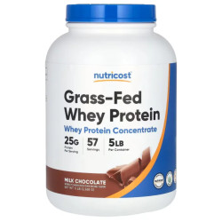Сироватковий протеїн Grass-Fed, молочний шоколад, Nutricost Grass-Fed Whey Protein Concentrate, 2,268 кг