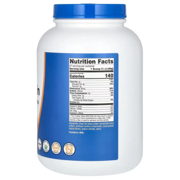 Сироватковий протеїн, Grass-Fed Whey Protein Concentrate, Nutricost, молочний шоколад, 2.268 кг