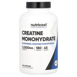 Креатин моногідрат 3000 мг, Creatine Monohydrate Nutricost Performance, 180 капсул