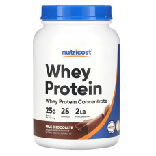 Сироватковий протеїн концентрат порошок смак молочний шоколад, Nutricost Whey Protein Concentrate, 907 г