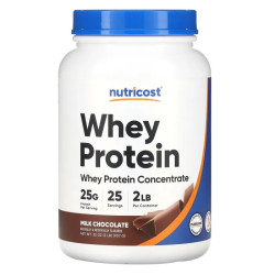 Сывороточный протеин концентрат порошок вкус молочный шоколад, Nutricost Whey Protein Concentrate, 907 г