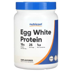 Яєчний протеїн, без добавок, Nutricost Egg White Protein, 454 г