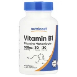 Вітамін B1 500 мг, Nutricost Vitamin B1, 30 капсул