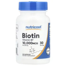 Біотин 10000 мкг, Nutricost Biotin, 30 капсул