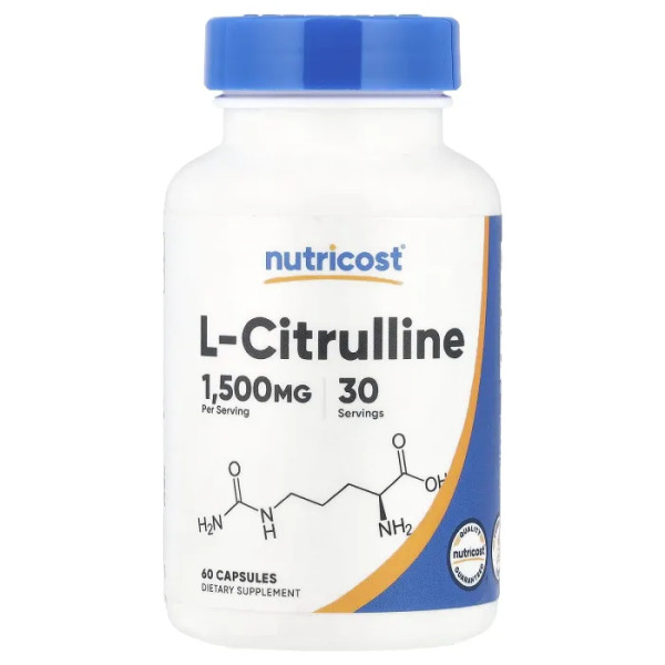 Цитрулін, L-Citrulline, Nutricost, 60 капсул (750 мг на капсулу)
