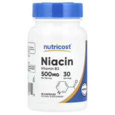 Ніацин 500 мг, Nutricost Niacin, 30 капсул