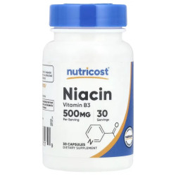 Ніацин 500 мг, Nutricost Niacin, 30 капсул