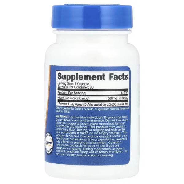 Ніацин, Niacin, Nutricost, 500 мг, 30 капсул