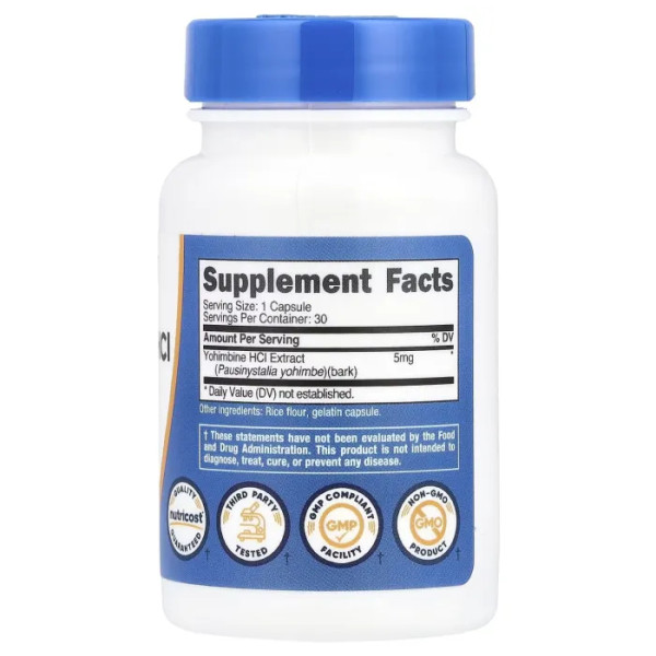 Йохімбін, Йохімбін, Nutricost, 5 мг, 30 капсул
