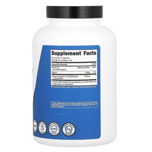 HMB та вітамін D3, HMB + Vitamin D3, Nutricost, Performance, 240 капсул