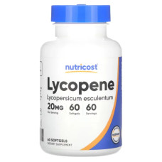 Лікопін 20 мг, Lycopene Nutricost, 60 м'яких капсул