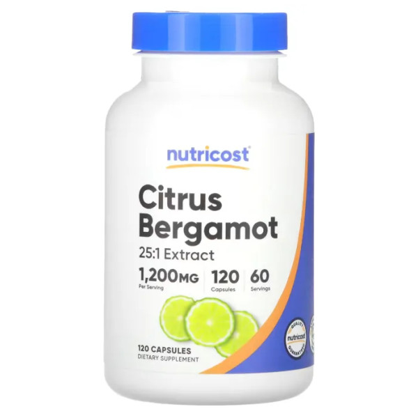 Цитрус і бергамот, Citrus Bergamot, Nutricost, 1200 мг, 120 капсул (600 мг на 1 капсулі)