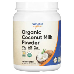 Кокосове молоко, Organic Coconut Milk Powder Nutricost, порошок органік без смаку, 907 г