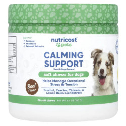 Заспокійливе для собак жувальні, смак яловичина, Nutricost Pets Calming Support, 60 жувальних таблеток, 180 г