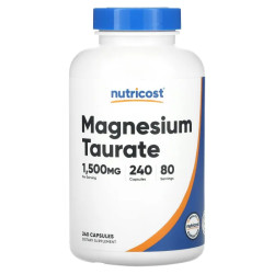 Магний таурат 1500 мг, Nutricost Magnesium Taurate, 240 капсул (500 мг в капсуле)