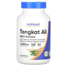 Тонгкат али 1000 мг, Tongkat Ali Nutricost, 120 капсул, 500 мг в капсуле
