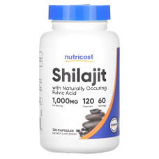 Шиладжит 1000 мг, Nutricost Shilajit, 120 капсул (500 мг на капсулу)