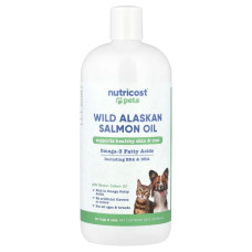 Риб'ячий жир дикого аляскинського лосося, Wild Alaskan Salmon Oil Nutricost Pets, для собак та кішок, 946 мл