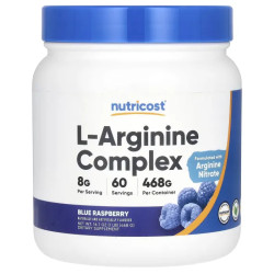 L-аргінін комплекс, Nutricost L-Arginine Complex, смак блакитна малина, 468 г