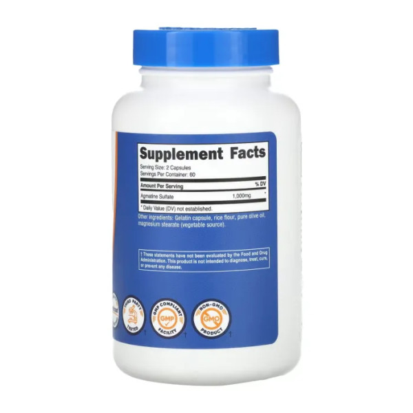 Агматинсульфат, Agmatine Sulfate, Nutricost, 1000 мг, 120 капсул (500 мг на 1 капсулу)