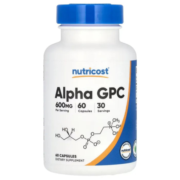 Альфа-ГФХ, Alpha GPC, Nutricost, 600 мг, 60 капсул (300 мг на 1 капсулу)