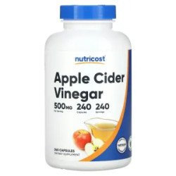 Яблочный уксус 500 мг, Apple Cider Vinegar Nutricost, 240 капсул