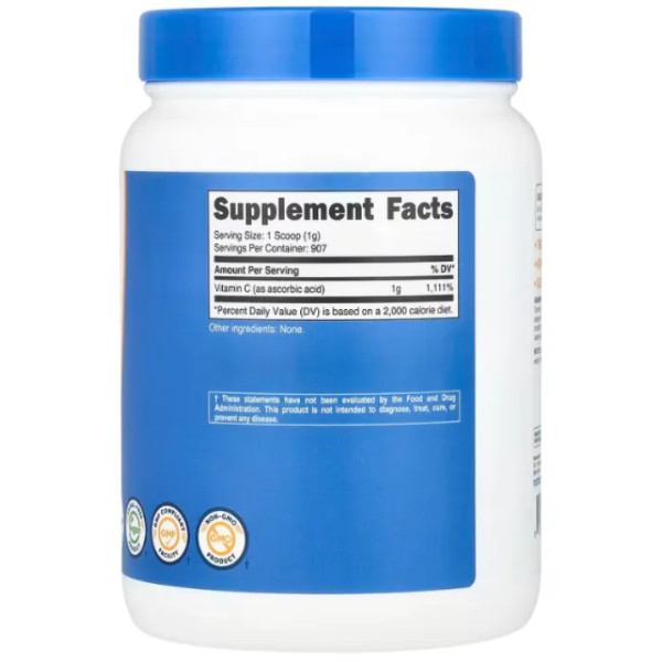 Вітамін С, аскорбінова кислота, Vitamin C, Nutricost, порошок, 907 г