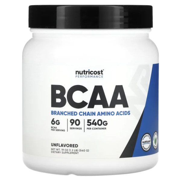 Амінокислоти ВСАА, Amino Acids BCAA, Nutricost, Performance, без смаку, 540 г