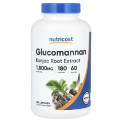 Глюкоманнан 1800 мг, екстракт кореня конжака, Glucomannan Nutricost, 180 капсул, 600 мг у капсулі